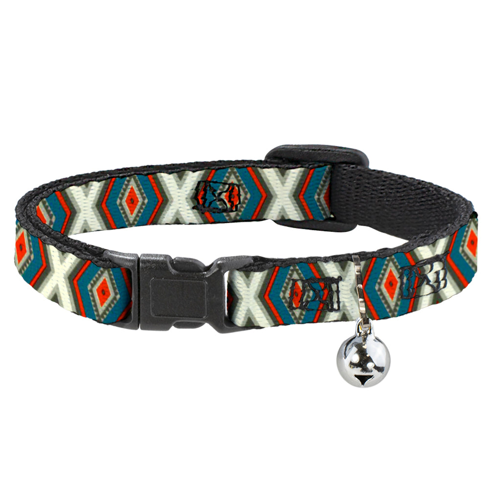 Cat Collar Breakaway - Geometric Diamonds Grays Red Turquoise Breakaway Cat Collars Buckle-Down   