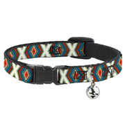 Cat Collar Breakaway - Geometric Diamonds Grays Red Turquoise Breakaway Cat Collars Buckle-Down   