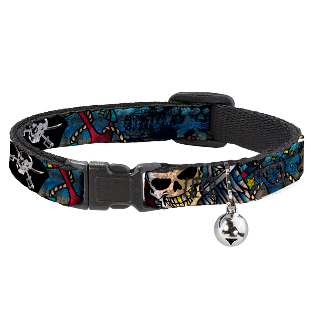 Cat Collar Breakaway - Dead Men Tell No Tales CLOSE-UP Turquoise Breakaway Cat Collars Buckle-Down   
