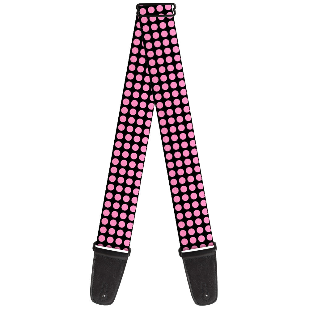 Guitar Strap - Mini Polka Dots Black Pink Guitar Straps Buckle-Down   