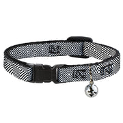 Cat Collar Breakaway - Square Lines White Black Breakaway Cat Collars Buckle-Down   