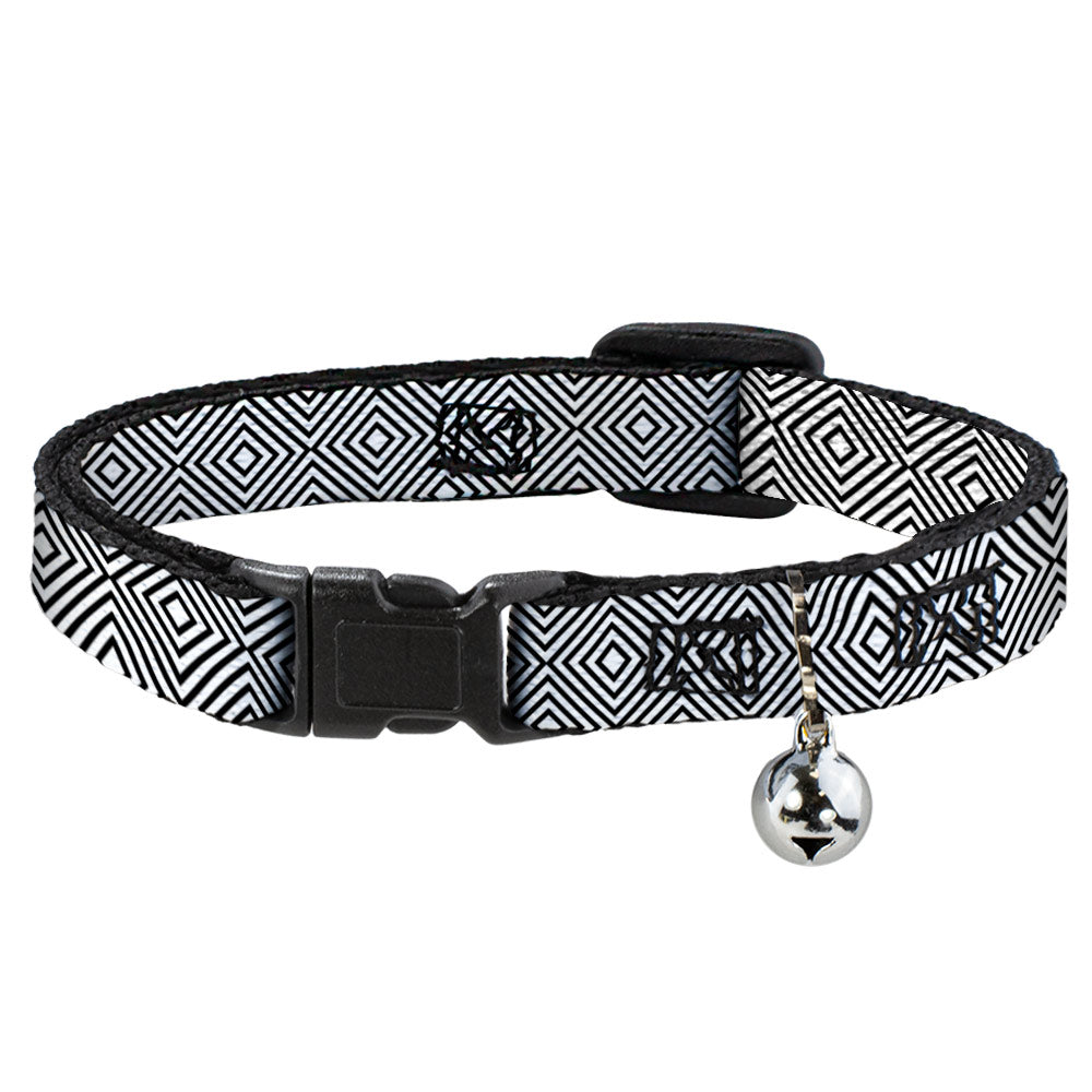 Cat Collar Breakaway - Square Lines White Black Breakaway Cat Collars Buckle-Down   