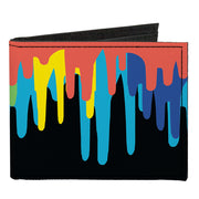 Canvas Bi-Fold Wallet - Paint Drips Black Multi Neon Canvas Bi-Fold Wallets Buckle-Down   