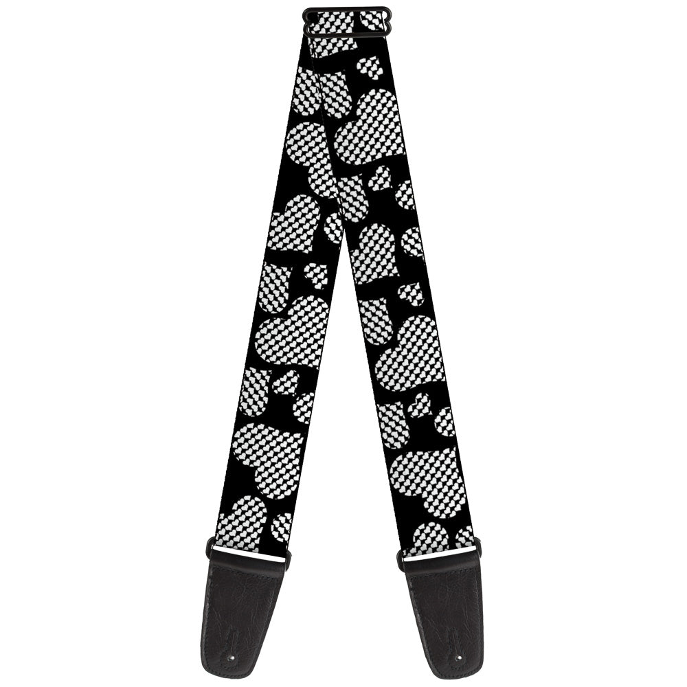 Guitar Strap - Eighties Hearts Black White Guitar Straps Buckle-Down   