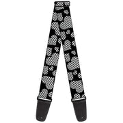 Guitar Strap - Eighties Hearts Black White Guitar Straps Buckle-Down   