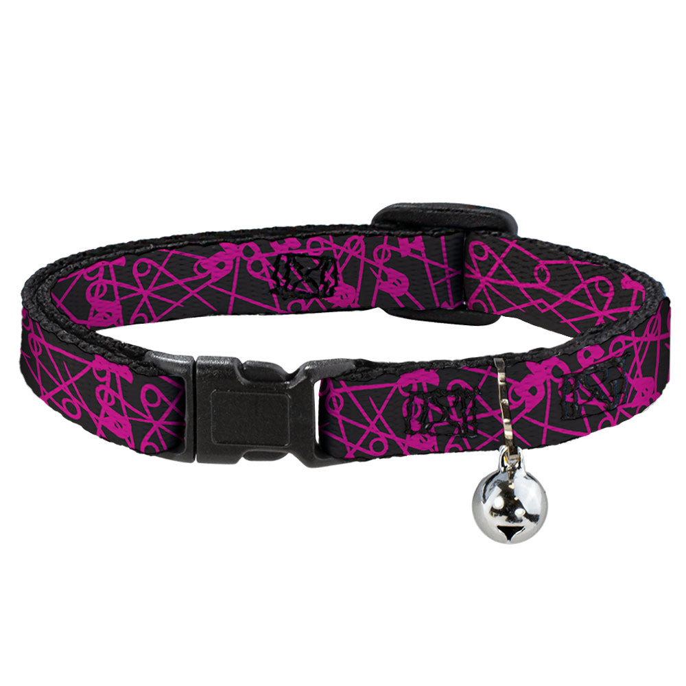 Cat Collar Breakaway - Safety Pins Black Fuchsia Breakaway Cat Collars Buckle-Down   