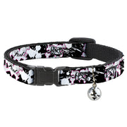 Cat Collar Breakaway - Punk Princess Heart & Cross Bones w Splatter Black White Breakaway Cat Collars Buckle-Down   