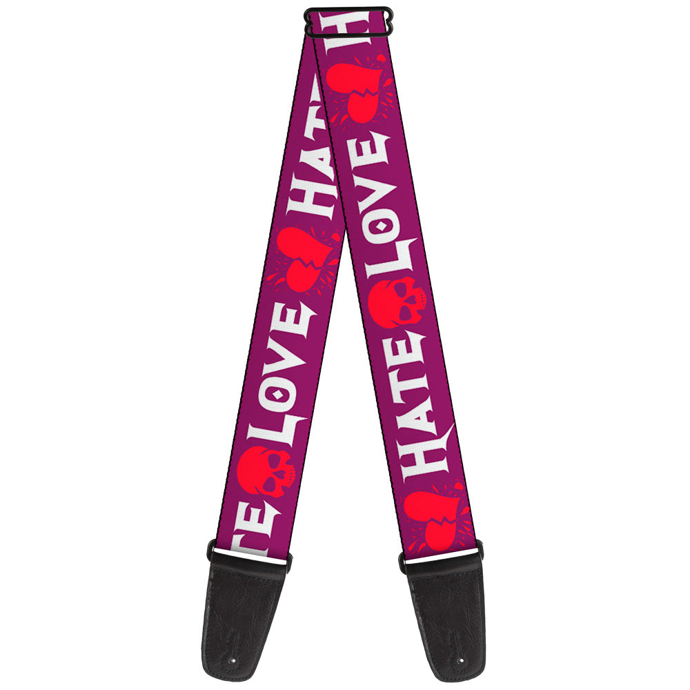 Guitar Strap - Love Hate Purple White Fuchsia Guitar Straps Buckle-Down   