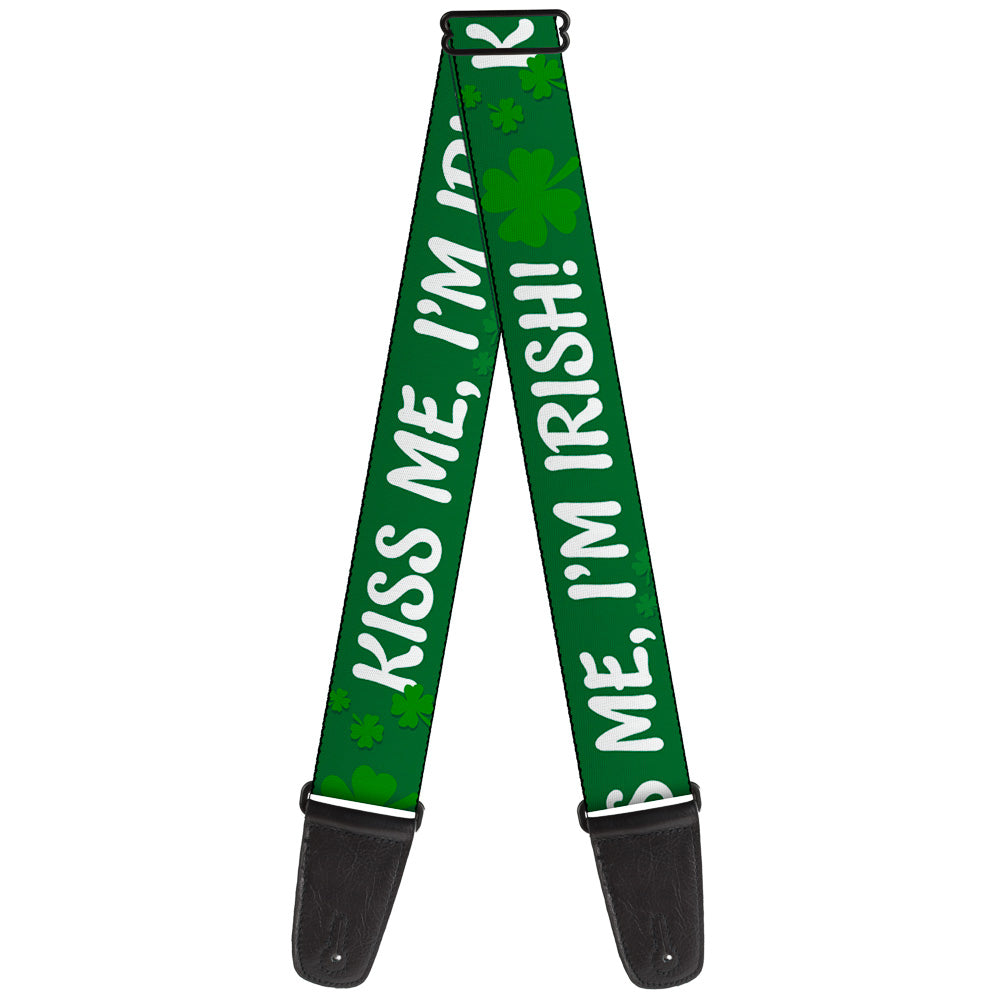 Guitar Strap - KISS ME, I'M IRISH! Clovers Green White Guitar Straps Buckle-Down   