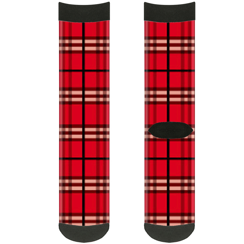 Sock Pair - Polyester - Plaid Red - CREW Socks Buckle-Down   