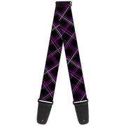 Guitar Strap - Plaid Black Purple Gray Guitar Straps Buckle-Down   