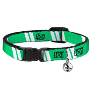 Cat Collar Breakaway - Hash Mark Stripe Double Green Silver Breakaway Cat Collars Buckle-Down   