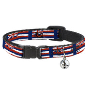 Cat Collar Breakaway - Hawaii Flags Weathered Blue Red White Breakaway Cat Collars Buckle-Down   