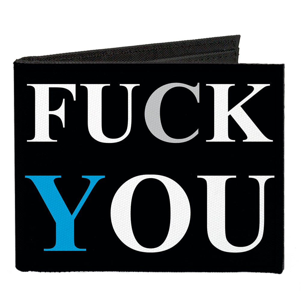 Canvas Bi-Fold Wallet - FUCK YOU FUCK ME Black White Blue Canvas Bi-Fold Wallets Buckle-Down   