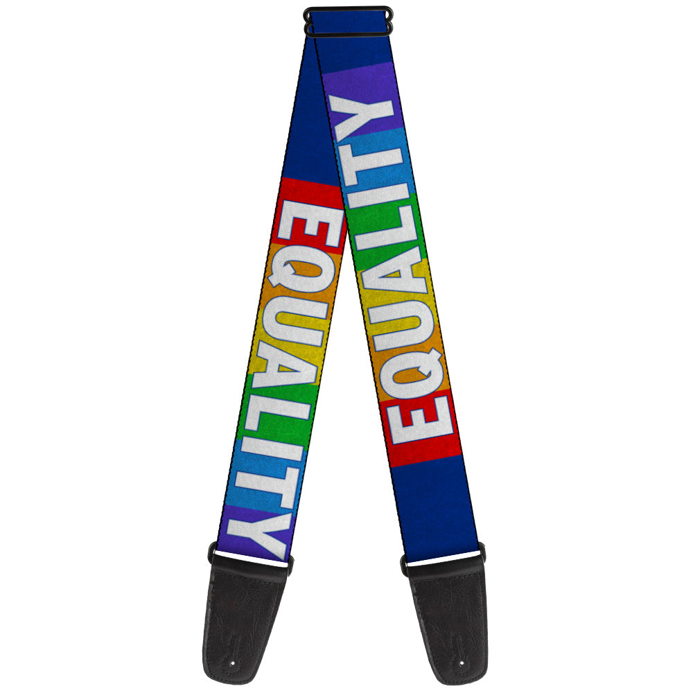 Guitar Strap - EQUALITY Blocks Rainbow Blue White Guitar Straps Buckle-Down   