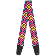 Guitar Strap - Geometric1 Burgundy Pink Tan Yellow Baby Blue Guitar Straps Buckle-Down   