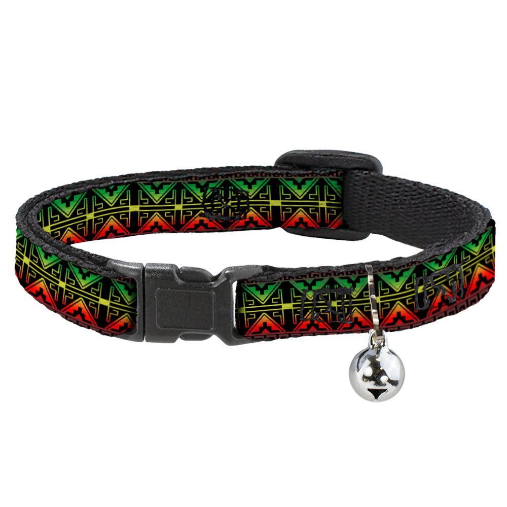 Cat Collar Breakaway - Geomteric2 Black Red Yellow Green Breakaway Cat Collars Buckle-Down   