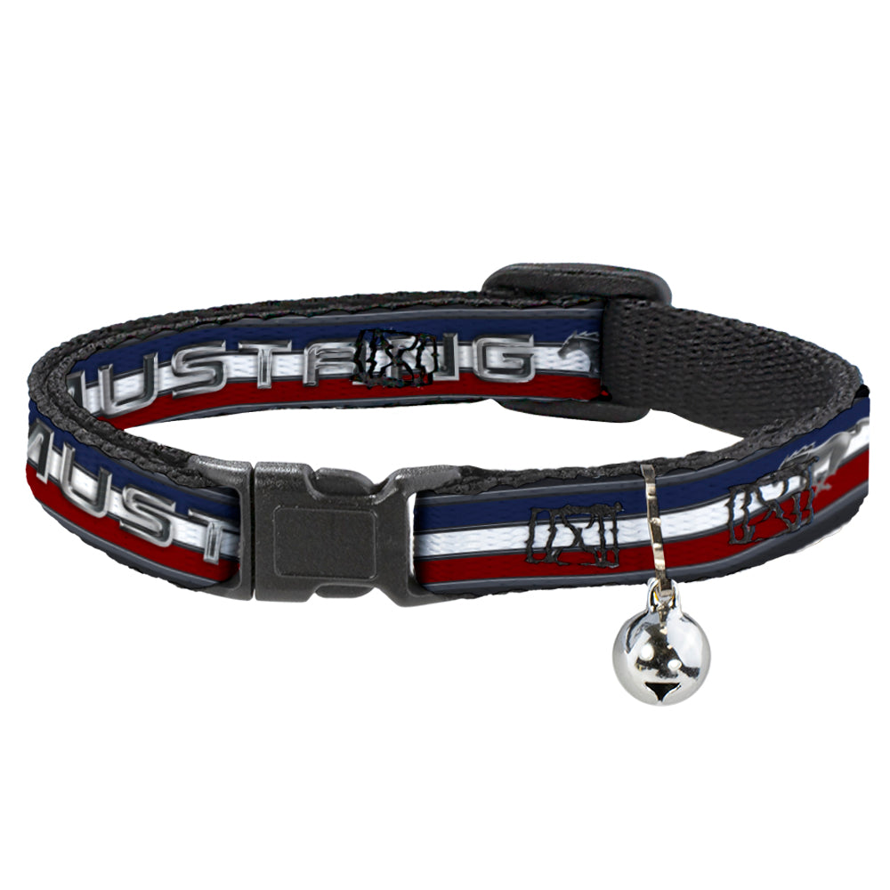 Cat Collar Breakaway - Mustang Text w Tri-Bar Stripe Breakaway Cat Collars Ford   