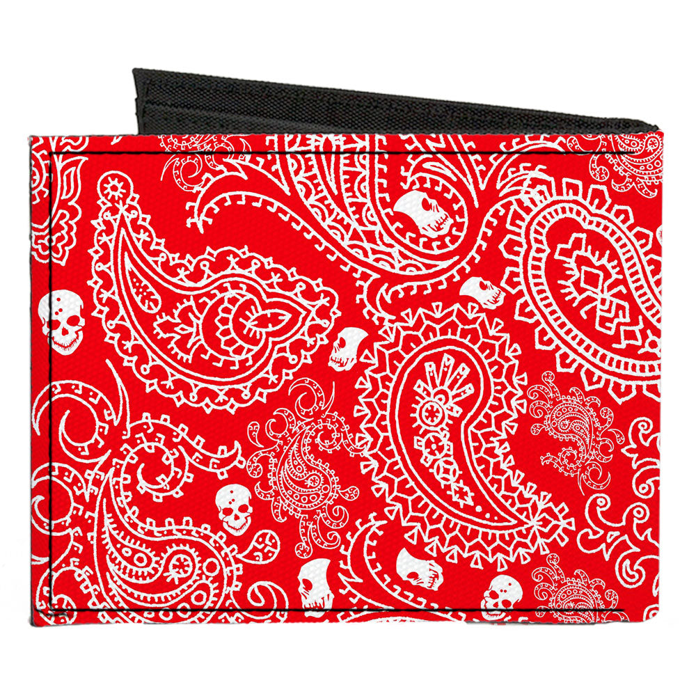 Canvas Bi-Fold Wallet - Bandana Skulls Red White Canvas Bi-Fold Wallets Buckle-Down   