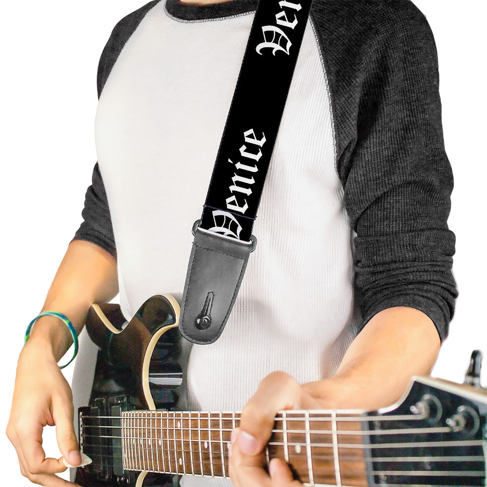 Guitar Strap - VENICE Old English Black White Guitar Straps Buckle-Down   