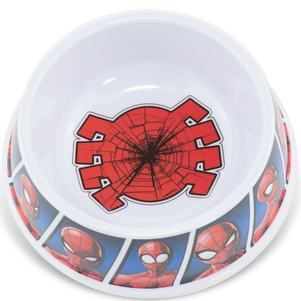Single Melamine Pet Bowl - 7.5 (16oz) - Spider-Man Shattered Spider + Spider-Man Expression Blocks Blues Pet Bowls Marvel Comics   