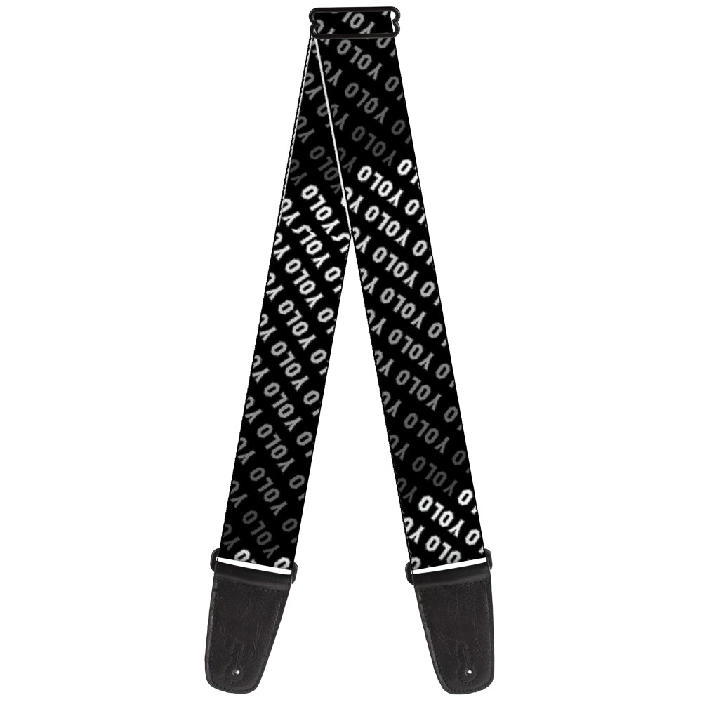 Guitar Strap - YOLO Diagonal Black Gray White Guitar Straps Buckle-Down   