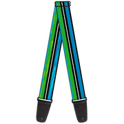 Guitar Strap - Scribble Stripes Blue Green White Guitar Straps Buckle-Down   