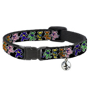 Cat Collar Breakaway - Dancing Bears Black Multi Color Breakaway Cat Collars Grateful Dead   