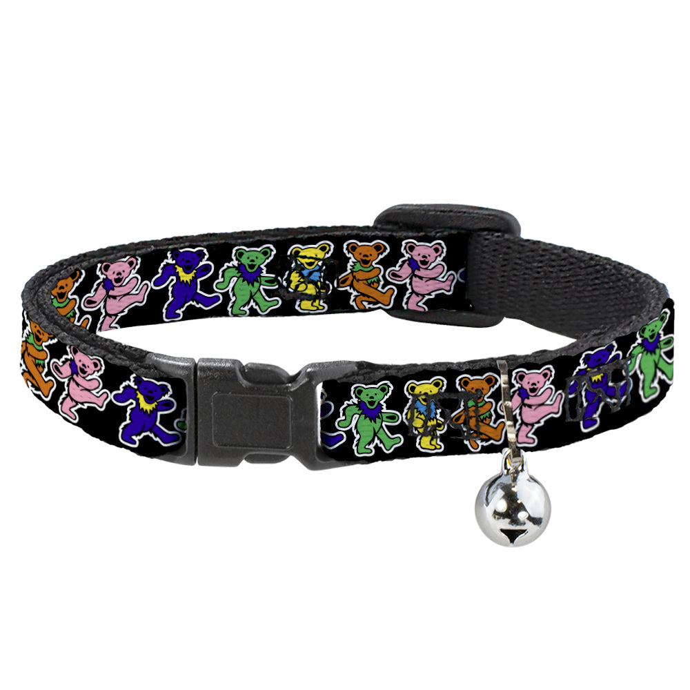 Cat Collar Breakaway - Dancing Bears Black Multi Color Breakaway Cat Collars Grateful Dead   