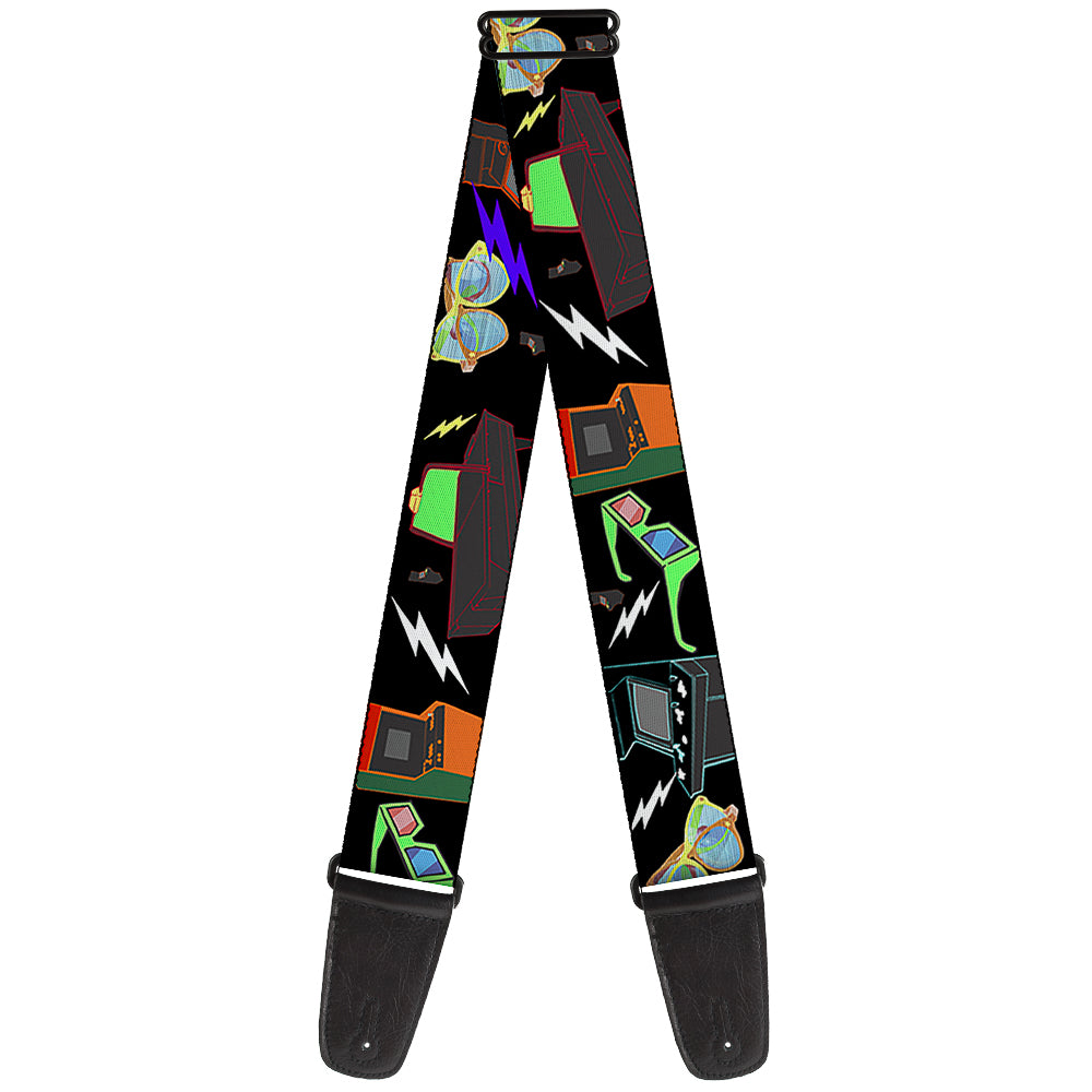 Guitar Strap - Eighties Arcade Black Guitar Straps Buckle-Down   