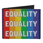 Canvas Bi-Fold Wallet - EQUALITY Blocks Rainbow Blue White Canvas Bi-Fold Wallets Buckle-Down   