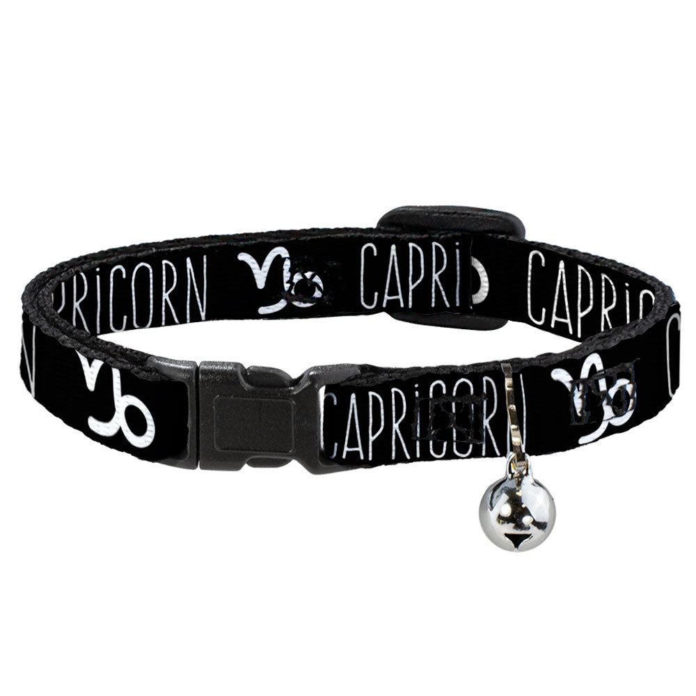 Cat Collar Breakaway - Zodiac CAPRICORN Symbol Black White Breakaway Cat Collars Buckle-Down   