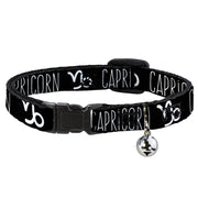 Cat Collar Breakaway - Zodiac CAPRICORN Symbol Black White Breakaway Cat Collars Buckle-Down   