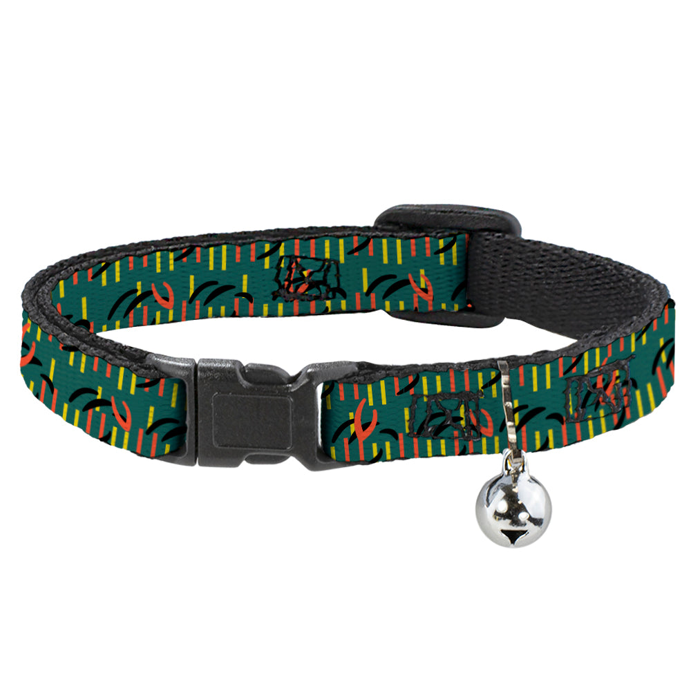 Cat Collar Breakaway - MCO Orlando International Airport Carpet Teal Orange Yellow Black Breakaway Cat Collars Buckle-Down   