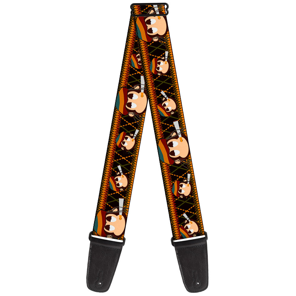 Guitar Strap - Multi Smoking Monkey Argyle Brown Guitar Straps Buckle-Down   