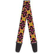 Guitar Strap - Geometric Sunburst Black Pink Yellow Blue Guitar Straps Buckle-Down   