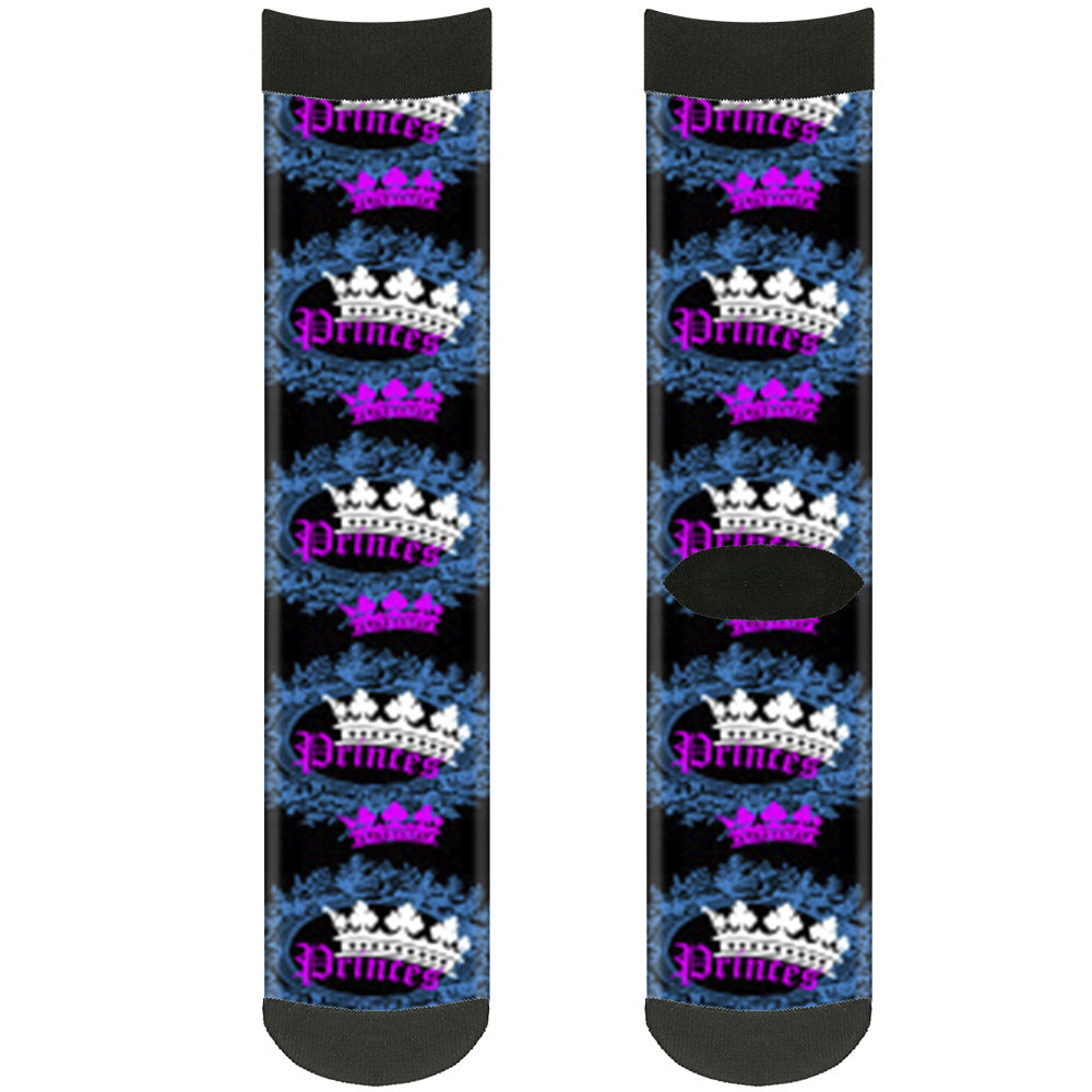 Sock Pair - Polyester - Crown Princess Oval Black Turquoise - CREW Socks Buckle-Down   