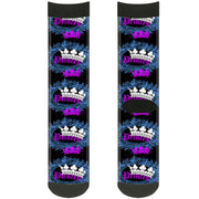 Sock Pair - Polyester - Crown Princess Oval Black Turquoise - CREW Socks Buckle-Down   