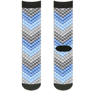 Sock Pair - Polyester - Chevron Weave Grays Blues - CREW Socks Buckle-Down   
