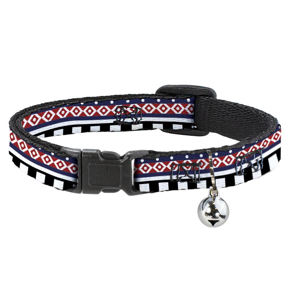 Cat Collar Breakaway - Aztec13 White Navy Red Black Breakaway Cat Collars Buckle-Down   