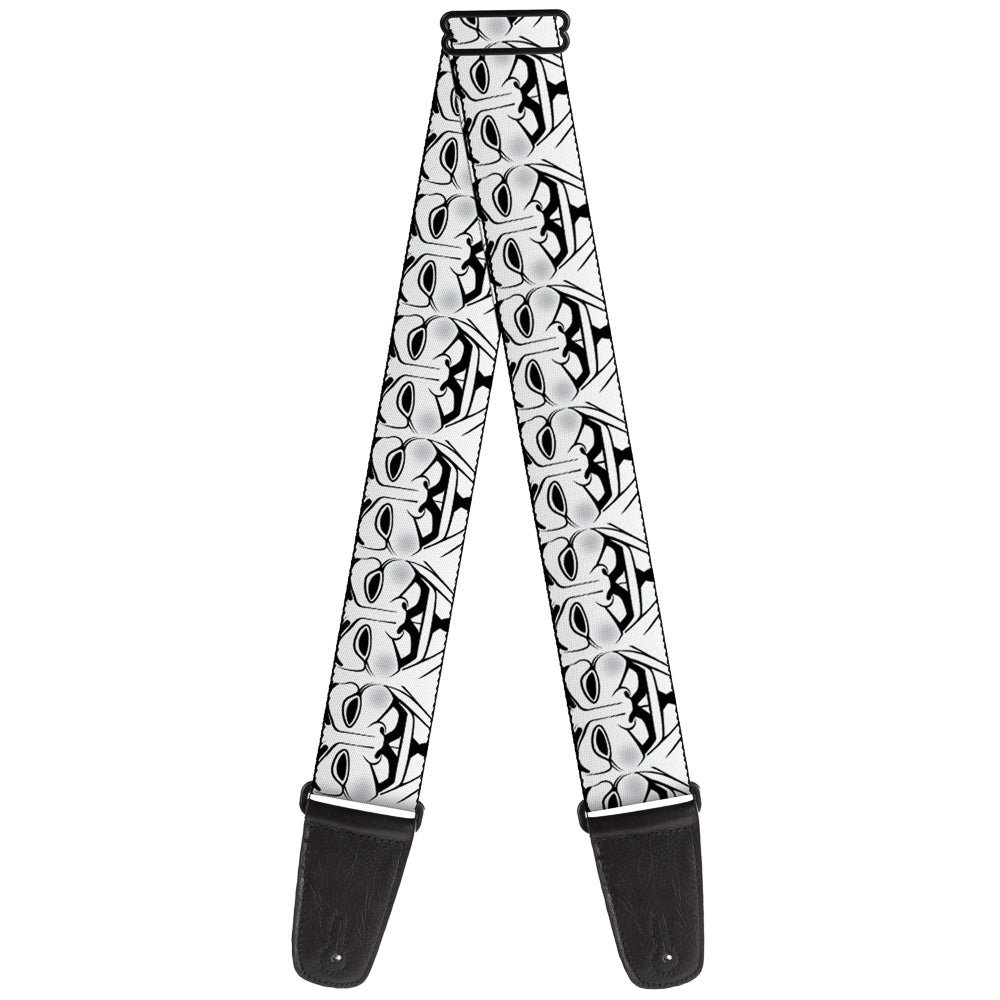 Guitar Strap - Anonymous Face CLOSE-UP Repeat White Black Gray Guitar Straps Buckle-Down   