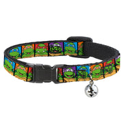 Cat Collar Breakaway with Bell - Classic TMNT Face Blocks Black Multi Color Breakaway Cat Collars Teenage Mutant Ninja Turtles