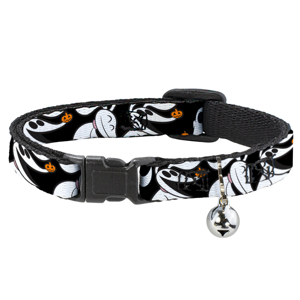 Cat Collar Breakaway - Nightmare Before Christmas Zero 5-Pumpkin Expressions Black White Orange Breakaway Cat Collars Disney   