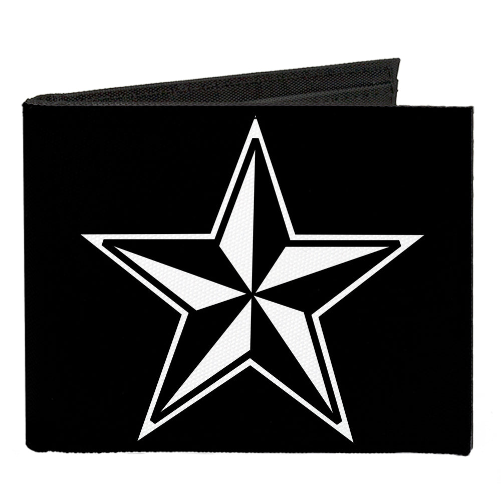 Canvas Bi-Fold Wallet - Nautical Star Black White Canvas Bi-Fold Wallets Buckle-Down   