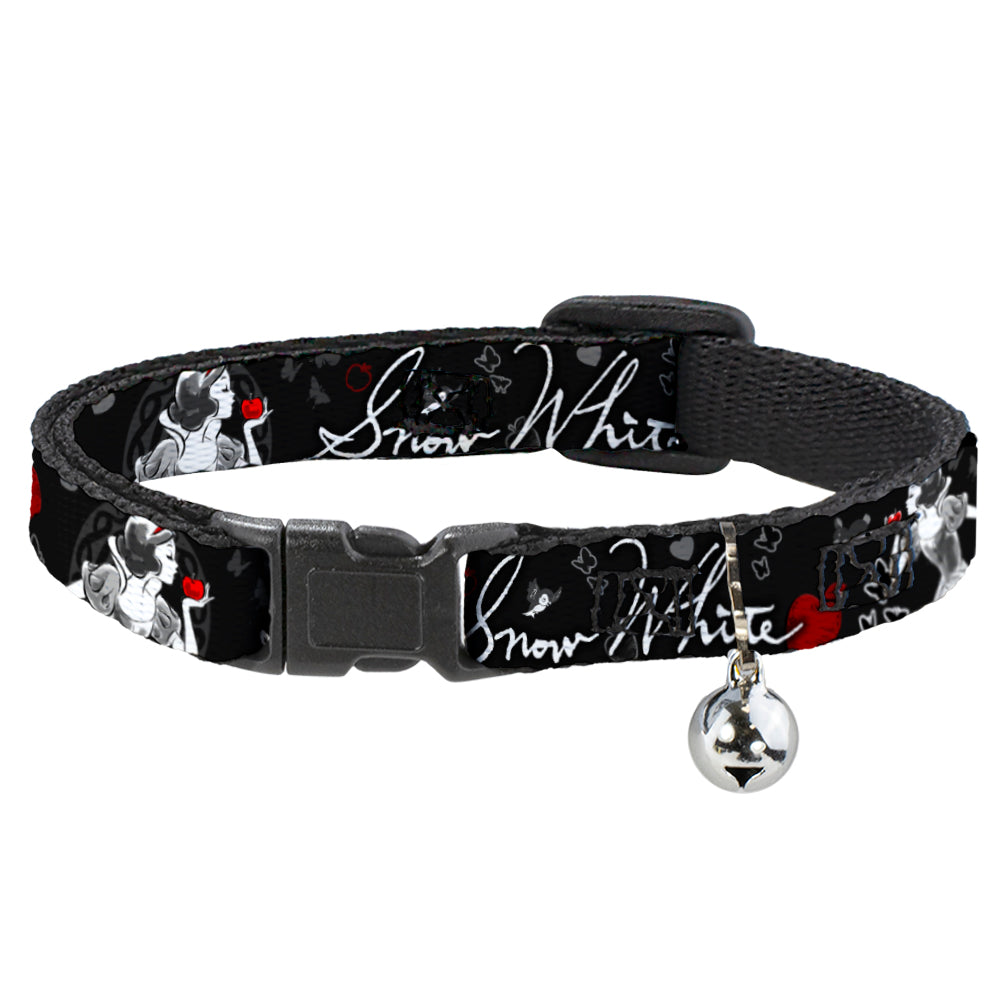 Cat Collar Breakaway - SNOW WHITE Apple Poses Butterflies Black Gray Red Breakaway Cat Collars Disney   