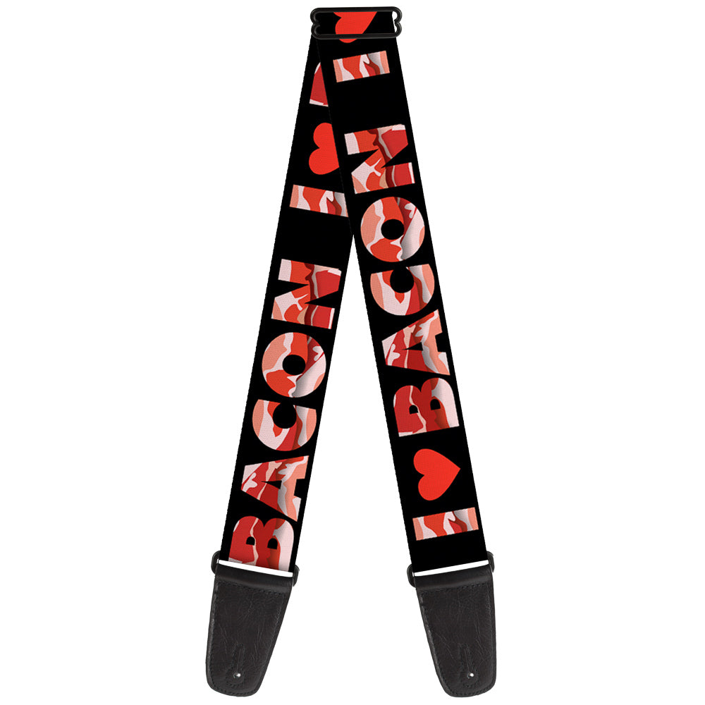 Guitar Strap - I Heart BACON Black Bacon Guitar Straps Buckle-Down   