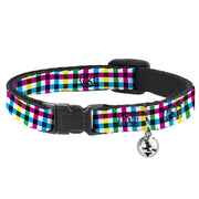 Cat Collar Breakaway - Buffalo Plaid White Multi Color Breakaway Cat Collars Buckle-Down   