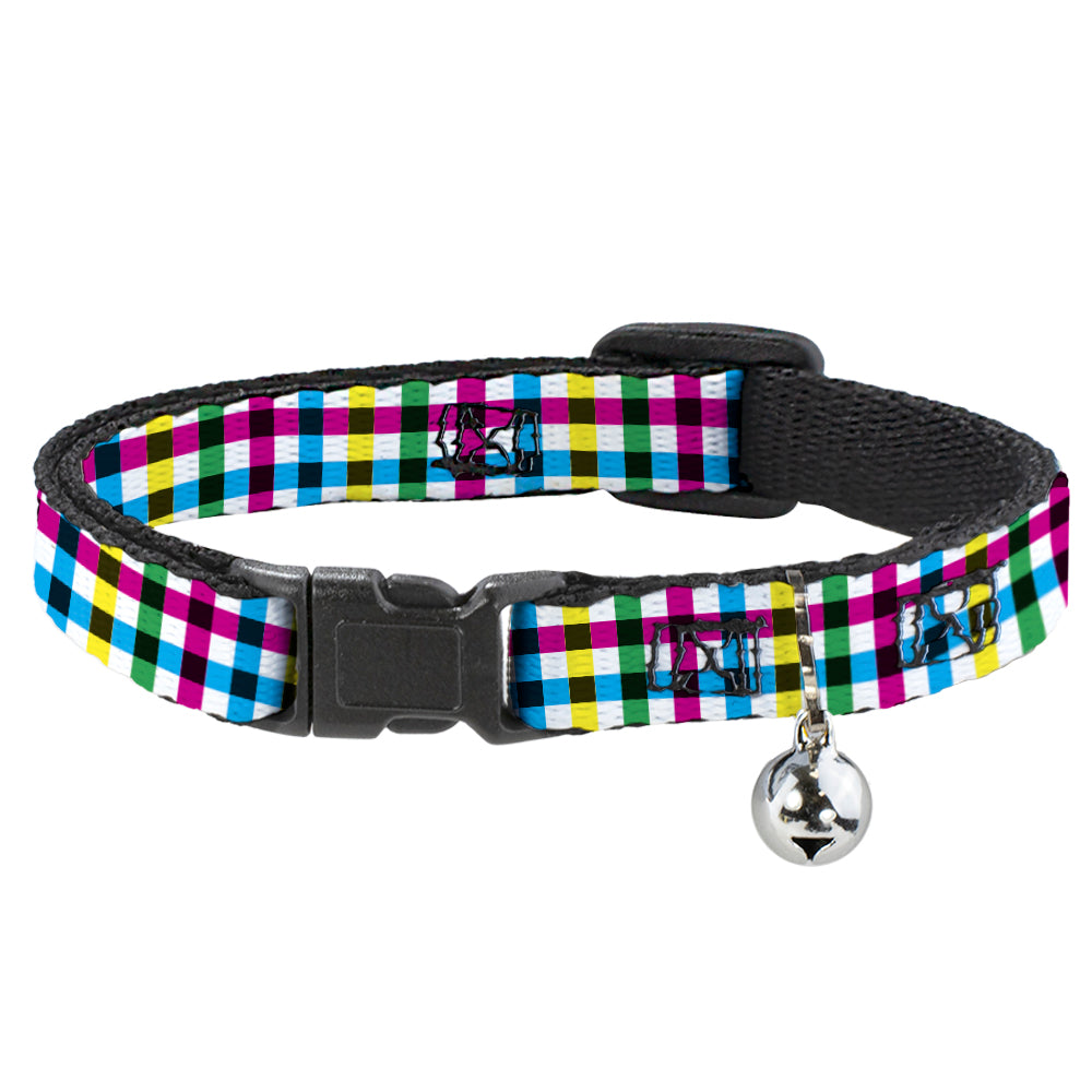 Cat Collar Breakaway - Buffalo Plaid White Multi Color Breakaway Cat Collars Buckle-Down   