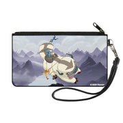 Canvas Zipper Wallet - SMALL - Avatar the Last Airbender Appa Carrying 4-Character Group Scene Over Mountains Grays Canvas Zipper Wallets Avatar The Last Airbender
