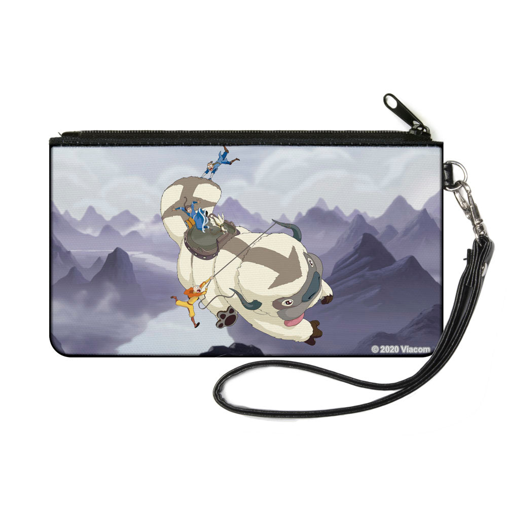 Canvas Zipper Wallet - SMALL - Avatar the Last Airbender Appa Carrying 4-Character Group Scene Over Mountains Grays Canvas Zipper Wallets Avatar The Last Airbender